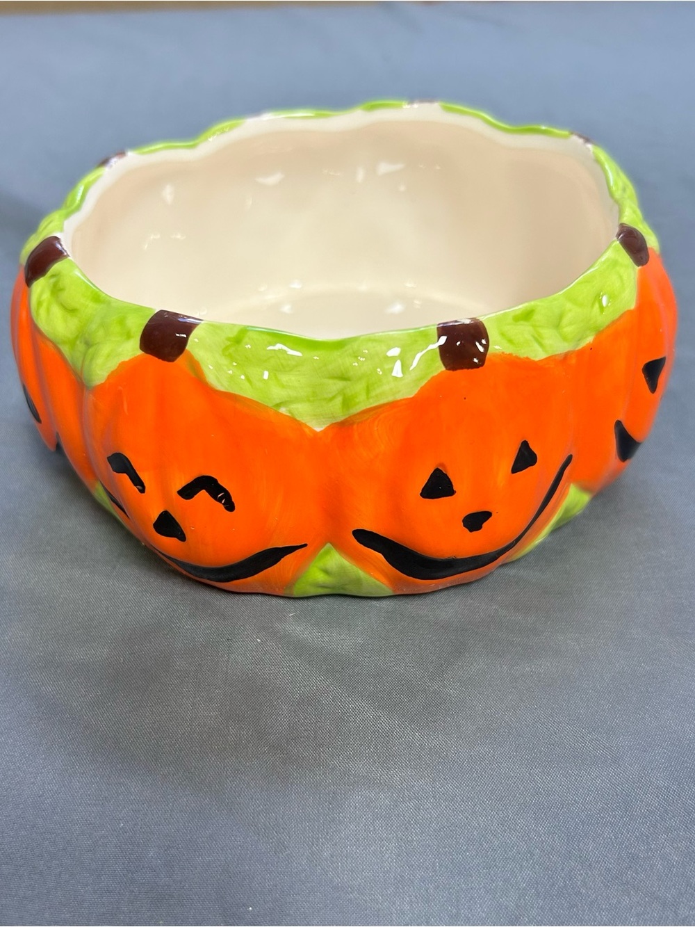 Royal Norfolk Ceramic Halloween Pumpkin Jack-O-Lantern Candy Dish Trinket Bowl